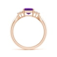 thumbnail image 2 of ANGARA Natural Emerald-Cut 1.5 ct Amethyst Solitaire Ring with Trio Diamonds in 14K Rose Gold for Women (Size-8x6mm) | February Birthstone, Anniversary, Jewelry Gift for Women | Natural Amethyst Ring, 2 of 9