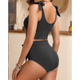 thumbnail image 3 of Traje de baño Yonique, 2 piezas 2025, cintura alta, control de barriga, negro, 3 of 5