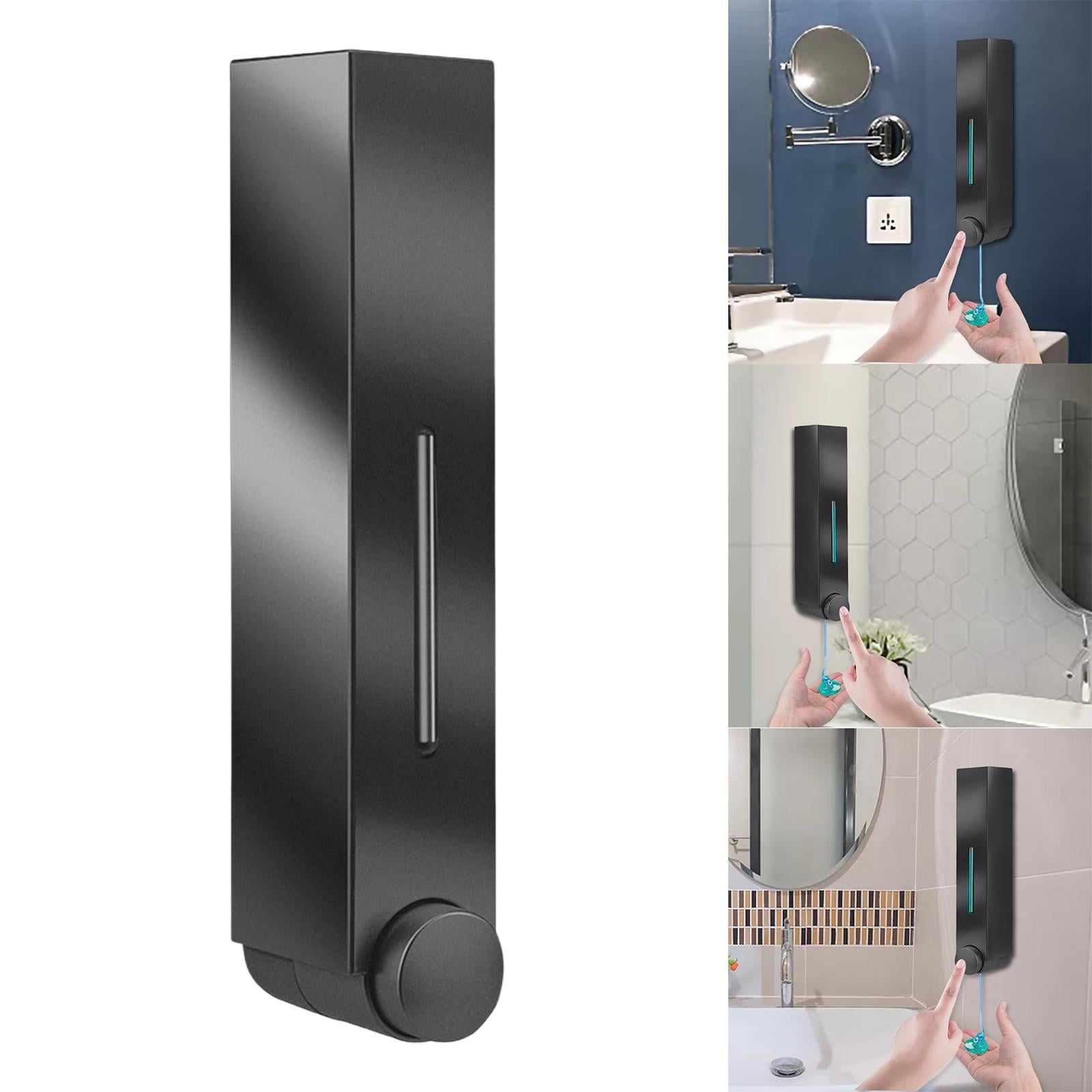 420ml Soap Dispenser Wall Mount Liquid Bathroom Hand Shower , Easy Refillable , Single Black 420ml, 5x8x28cm