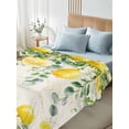 thumbnail image 4 of Watercolor Lemon King Size Flat Sheet, Wrinkleproof & Fadeproof Cooling Flat Bed Sheet Only, Eucalyptus Leaf Fruit Yellow Flower Breathable Soft Bedding Top Sheets 105 x 98 Inches, 4 of 8