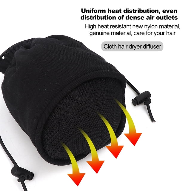 Saluaqui Hair Dryer Diffuser, Nylon Heat Resistant Hair Dryer Accessory, Elastic Tether Hair Blower Diffuser, Even Heat Distribution, Suitable for Long and Short Hair
