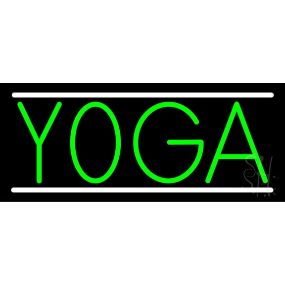Yoga LED Neon Sign 10 x 24 - inches, Black Square Cut Acrylic Backing, with Dimmer - Bright and Premium built indoor LED Neon Sign for Spa interior decor and storefront.