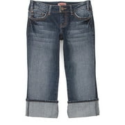 Juniors Wide-Cuff Denim Capri
