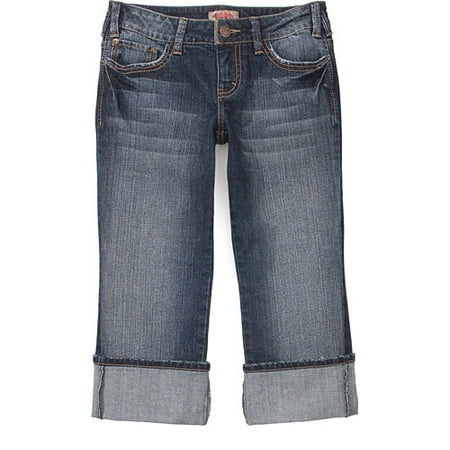 Juniors Wide-Cuff Denim Capri