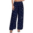 thumbnail image 2 of Astrology Pants High Waist Starry-Eyed Surprise Modern Trousers Streetwear Design Wide Leg Pants, 2 of 6