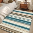 thumbnail image 5 of Turquoise Beige Large Area Rugs for Bedroom Living Room, Soft Non Slip Carpet Bedside Rug, Boho Vertical Stripes Bohemian Retro Rectangular Floor Cover Kitchen Accent Rug 3'x5' for Dining Room/Office, 5 of 9