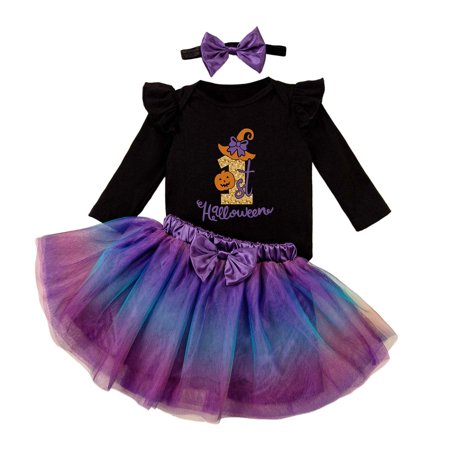 

Sopelem My Firt Festive Outfit Baby Girl Ruffled Sleeve Jumpsuit+Tutu Skirt+Headband