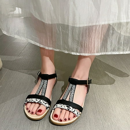 

Womens Casual Sandals- Beach Open Toe Bohemian Casual Sandals Black Size 7