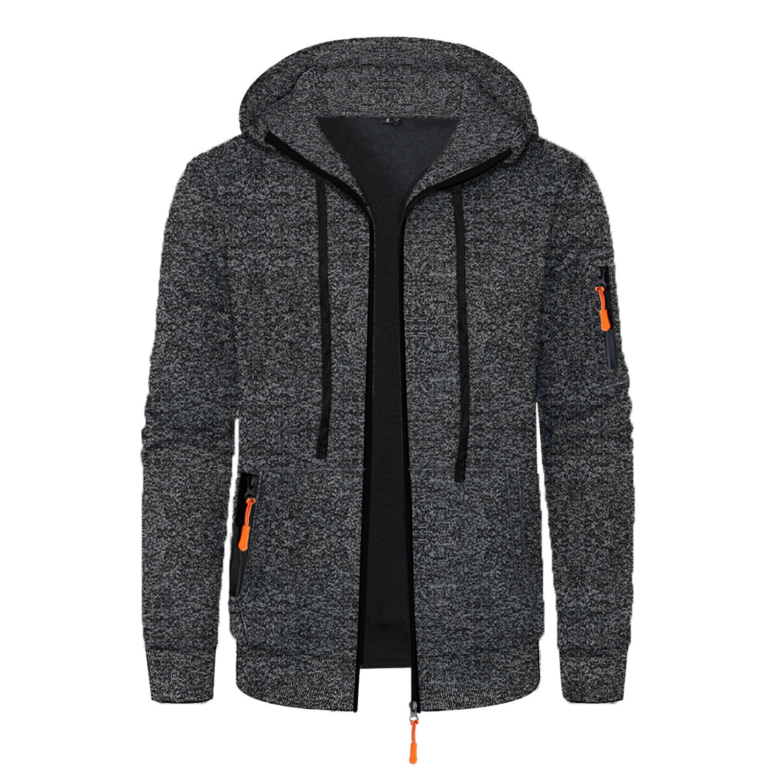 CFLVAEK Zip Up Hoodies for Men Big and Tall Long Sleeve Hooded Sweatshirts with Zipper Pockets Solid Color Drawstring Hoodie Dark Gray L