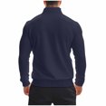 thumbnail image 4 of SSAAVKUY Men's Quilted Sweatshirt Casual Long Sleeve Outdoor Padded Standing Collar Quarter Zipper Pullover Sweatshirt Navy 4, 4 of 9
