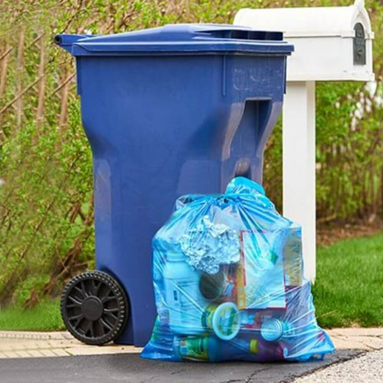 PlasticMill 55-Gallons Blue Outdoor Plastic Recycling Trash Bag (100-Count)  in the Trash Bags department at