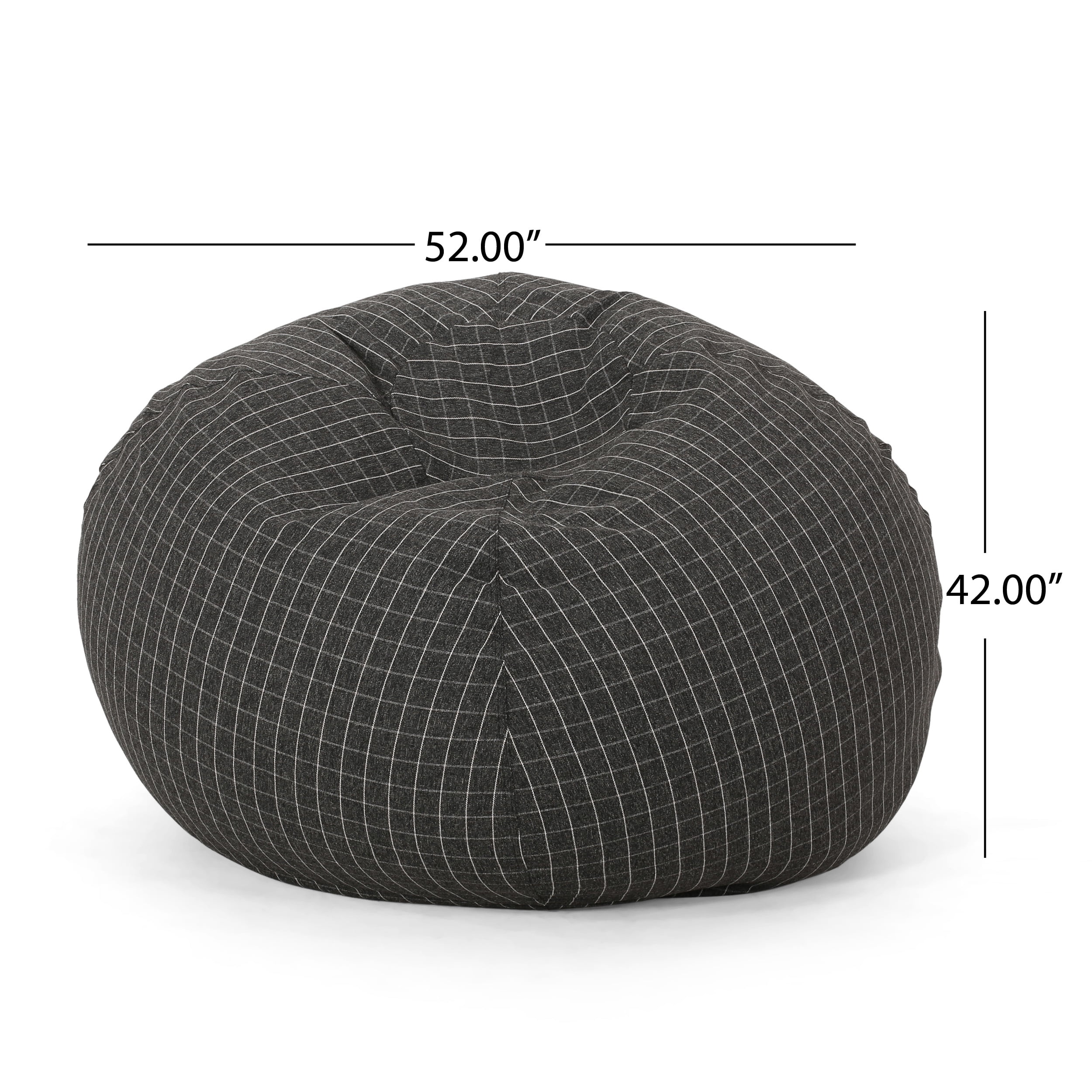 Noble House Richards 5 Foot Fabric Bean Bag, Checkered Black and White