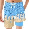thumbnail image 4 of Glisme Teen Boys Swimsuit Playful Ice Print Swimwear Two Piece Swimsuit With Cute Ice Theme Beach Pool Soft Beach Wear Sky Blue 9-10 Years, 4 of 5