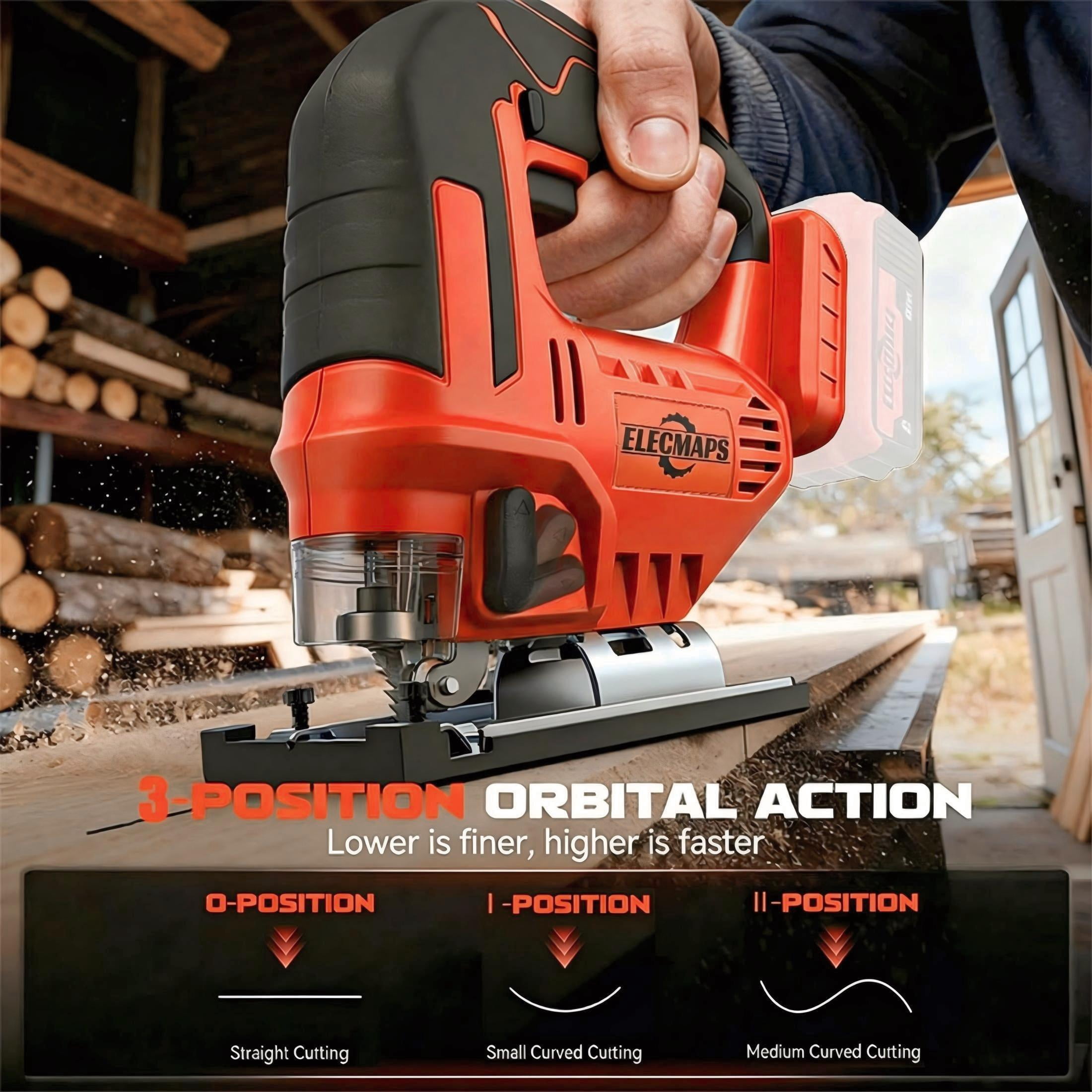 ELECMAPS Cordless Jigsaw 2700 SPM, Compatible with Milwaukee M18 Batteries, Multi-Blades for Wood Metal PVC Cutting (Battery Not Included)
