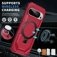 thumbnail image 6 of Designed For Google Pixel 9 Pro XL Phone Case,With 360° Spin Magnetic Stand Ring Kickstand,Fit for Mag-Safe,Military Grade Shockproof Heavy Duty Dropproof Tough Rugged Phone Case,Red, 6 of 6