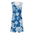 thumbnail image 4 of Viikei Womens Summer Dresses with Sleeves,Women's Casual Versatile Printed V Neck Casual Sleeveless Suspender Dress Blue XXL, 4 of 5