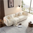 thumbnail image 3 of JERFIT White Modern Sectional Sofa, Plush Teddy Velvet Fabric, Solid Wood Frame, Cloud-Like Comfort for Living Room, 3 of 8