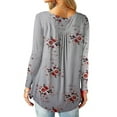 thumbnail image 4 of GORHGORH Women's Floral Print Round Neck Long Sleeve Button Casual Tunic T-Shirt Tops, 4 of 4