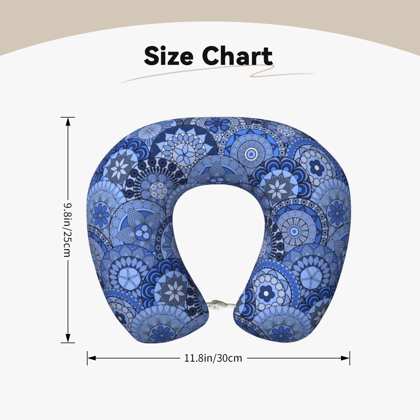 Xecao Blue Mandala Harmony Print Memory Foam Cervical Neck Pillow Versatile U-Shaped Pillows for Home,Office,Camping,Travelling,Soft Washable Cover
