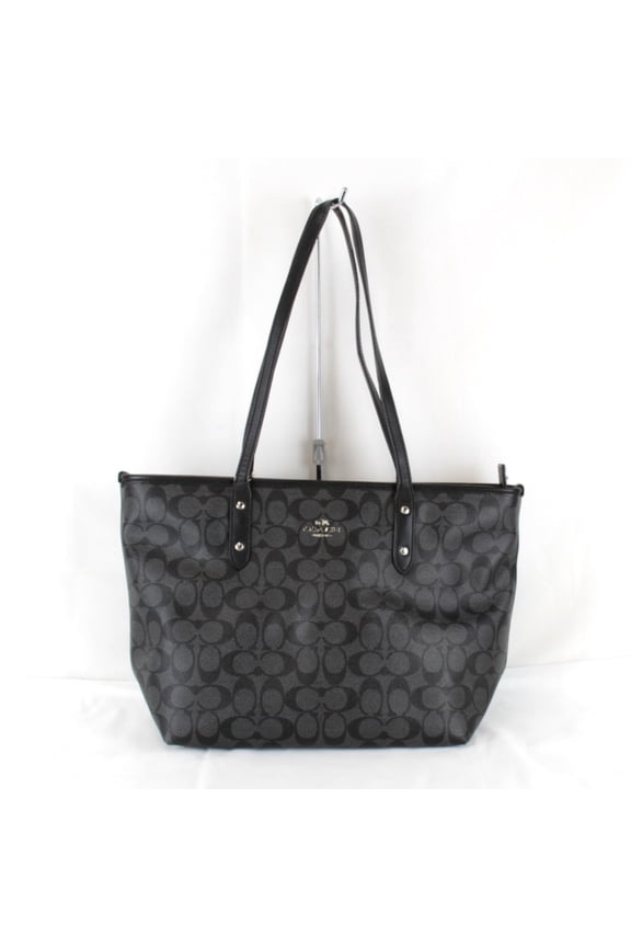 Pre-Owned COACH Signature F58292 Tote Bag in Black Leather for Women