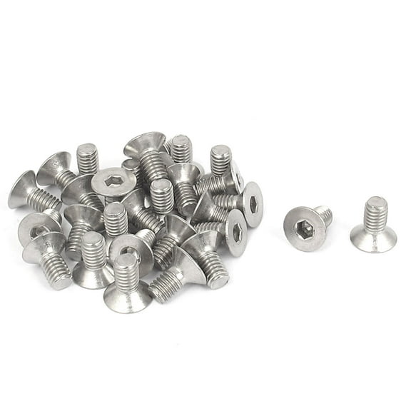 M6 x 12mm 304 Stainless Steel Hex Socket Countersunk Flat Head Screw Bolts 30PCS