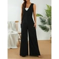 thumbnail image 3 of Women Cotton Jumpsuit Sleeveless Wide Leg Pants Loose Overall Romper Linen Jumpsuit Plus Size, 3 of 6