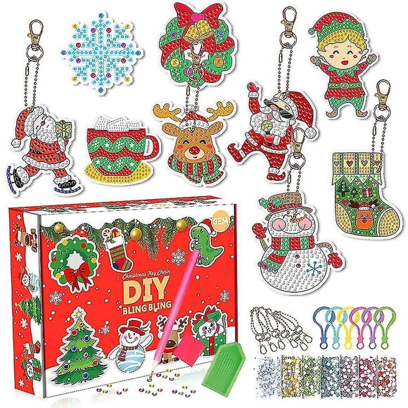 24 Days Countdown to Christmas Advent Calendar DIY Diamond Painting Kit Craft Keychain Blind Box Chi