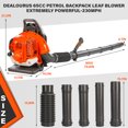 thumbnail image 6 of Powerful 65CC 2-Stroke Gas-Powered Backpack Leaf Blower for Yard Lawn Debris Clearing, 850CFM 230MPH 4.3HP Gas Blower w/1.8L Fuel Tank, Ideal for Industrial/Commercial Use, 6 of 19