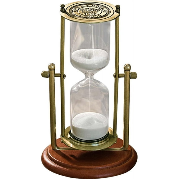 Vintage Hourglass Sand Timer Decor,360° Rotating 15 Min White Sand Visual Timer for Home,Office Desk Decor