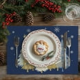 thumbnail image 3 of mubwai Christmas Placemats 12x18 Inch Set of 4, Xmas Trees Snowflakes Winter Seasonal Holiday Farmhouse Kitchen Dining Table Decoration for Indoor Outdoor Dinner Party Décor (Blue) GP126-18, 3 of 7