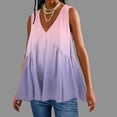 thumbnail image 2 of Plebaso V Neck Tank Tops for Women Gradient Color Ruffle Shirts Flowy Sleeveless Womens Summer Blouses, 2 of 5