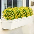 thumbnail image 4 of 6 Bundles Artificial Flowers Fake Boxwood Shrubs UV Resistant No Fade Faux Greenery Faux Plastic Lotus for Home Garden Hanging Planter Indoor Porch Patio Office Wedding Decoration (Yellow), 4 of 7