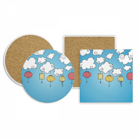 

colorful cartoon cloud pattern coaster cup mug holder absorbent stone cork base set