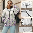 thumbnail image 6 of Renewold Floral Leaf Violet Women's Oversized Hoodie Jackets Full Zip Up Pullover Sweatshirt Long Sleeve Y2K Hoodies Tops Fleece Sweatshirts Trendy Jackets Winter Fall Fashion Outfits, M, 6 of 7