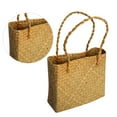 thumbnail image 3 of FRCOLOR Women Yellow Straw Bag Handmade Rattan Woven Tote for Beach Shopping Daily Use 19.7 x 14.2 x 7.1 Inches, 3 of 6