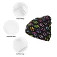 thumbnail image 3 of Yiaed Colorful Paw Print Winter Beanie for Men Women, Fleece Lined Beanie Soft Warm Knit Hat Ski Stocking Cuffed Ca, 3 of 6