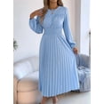 thumbnail image 2 of Womens Elegant Ruffled Long Sleeve Shirred Waist Pleated Maxi Dress for Women Flowy Bohemian Gown Light M, 2 of 9