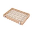 thumbnail image 2 of Segolike Jewelry Box Earring Organizer Tray Wooden Holder Girls Gifts with Cover Jewelry Tray Jewelry Organizer Tray for Home Bedroom 30 Grids Beige, 2 of 8