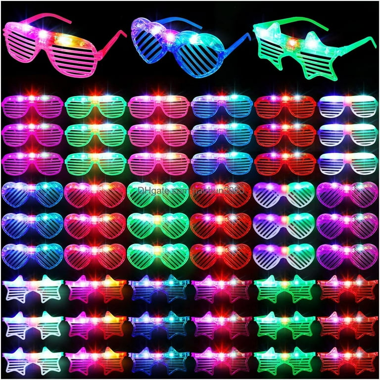 10 Pack Light Up Led Occhiali a forma di cuore Led Light Up Giocattoli  Bomboniere Glow In The Dark Party Favors Forniture Shutter Shades Occhiali  da sole Neon luminosi