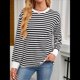 thumbnail image 5 of Tops Tipo Túnica para Mujer, Camisas A Rayas de Larga, Tops de Cuello Redondo y Negro S, 5 of 9