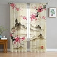 thumbnail image 2 of Chinese Style Ink Painting Flowers Landscape Sheer Curtains for Living Room Voile Tulle Curtain Window Drapes, 2 of 7