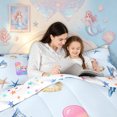 thumbnail image 4 of meiyoeat Axolotl Rainbow Letter L Full Size Comforter Sets for Girls, Kawaii Ocean Sea Life Bedding Comforter Set, Blue, Star Reversible, 3-Piece, 1 Comforter and 2 Pillowcases, 4 of 6