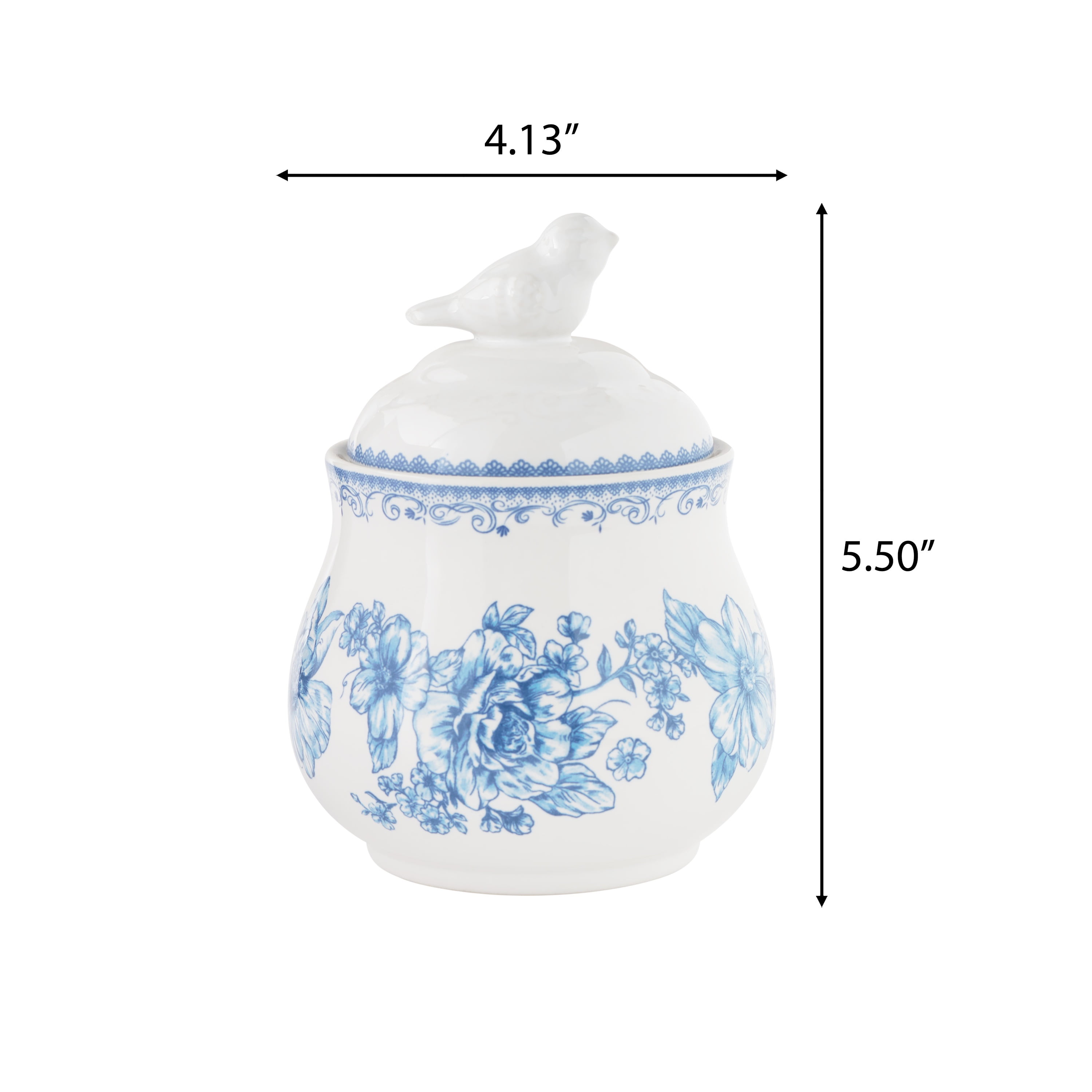 The Pioneer Woman Agatha Stoneware Sugar Bowl with Lid, Blue