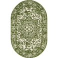 thumbnail image 1 of Unique Loom Richmond Medallion Border Rug  5' x 8' Oval Green/Ivory, 1 of 2