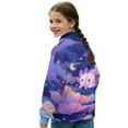 thumbnail image 2 of COEQINE Long Sleeve Pullover for Girls, Quarter Zip Loose Fit Sweatshirt, Soft Polyester Winter Clothes Sweater for Everyday Wear Ages 7-8, Axolotl Moon Star Galaxy, 2 of 7