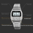 thumbnail image 3 of Retro Rectangle Digital Watch For Men Classic Stylish Design Multifunction Stainless Steel Business Men Wristwatch With Alarm, Stopwatch, Countdown, 3 of 5