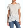 thumbnail image 1 of Susina T-Shirt Froncé Burnout pour Femmes Col Rond en Blanc Neige Taille S, 1 of 1