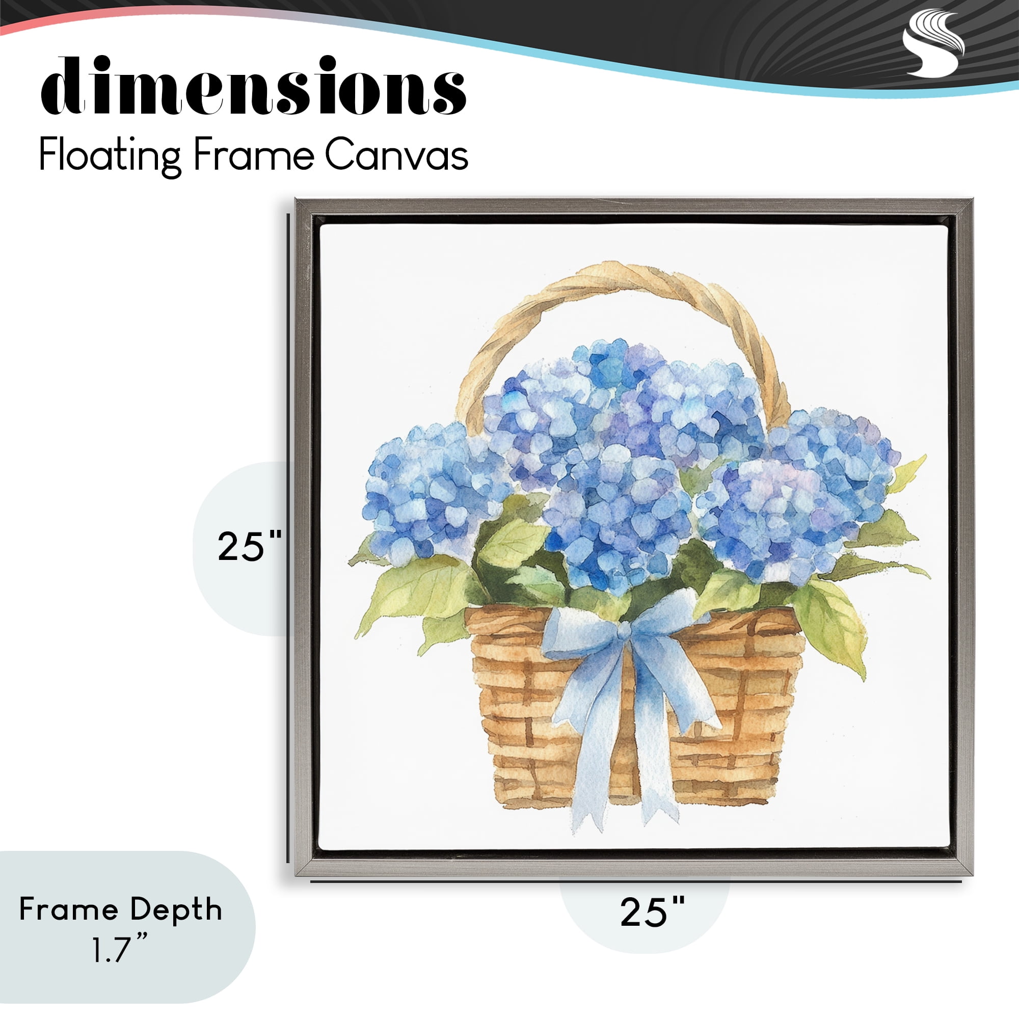 Stupell Industries Pretty Blue Hydrangea Picnic Basket Gray Framed Floater Canvas Wall Art, design by Petal Prints Design