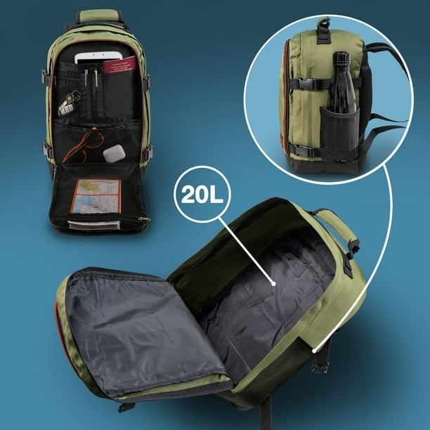 cabin Max Metz Stowaway 20L Travel Bag 16x10x8 40x25x20cm Mini BackpackWeekender Bag Ideal Underseat carry on Luggage Black
