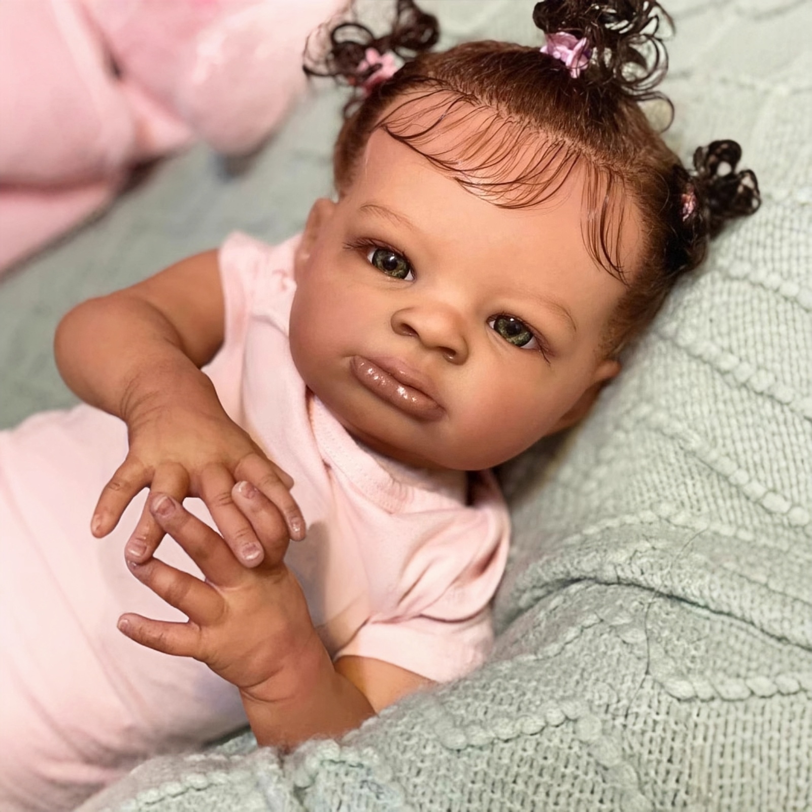 20 Inch Lifelike Black Reborn Baby Doll - African American Soft Cloth Body Doll - Realistic Handmade Art Doll Toy - Gift for Kids Ages 3+